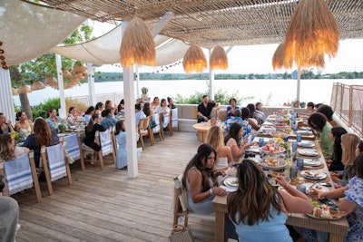 At the end of the dinner, each guest was treated to their own mini cake. Each was piped with the brand colors that marked the summer weekend—blue and yellow—and featured a post-worthy, burn-away layer that revealed each influencer’s “perfect match” CeraVe product.