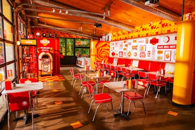 The pop-up diner featured retro decor including walls adorned with vintage Cheez-It memorabilia.