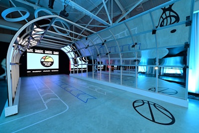 The 'Google Pixel Combine' at this year's NBA All-Star Weekend featured skills training sessions and an open court. A boutique-style locker room gallery space was stocked with clothing brands, which fans could learn about via Google Lens.
