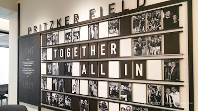 On this wall, TENFOLD worked with Pritzker to tell the brand's story while craftily nodding to Chicago's iconic Wrigley Field.