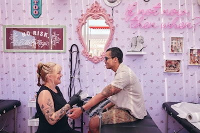 The activation also included a real tattoo parlor with artist One by One Tattoo, who curated one-of-a-kind designs for attendees inspired by worldwide Pinterest trends.