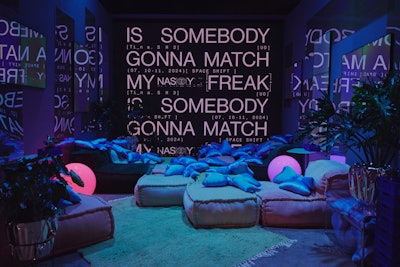 Tinashe, the singer behind the viral hit “Nasty,” curated the Match My Freak Fort, which she also performed in. The lyrics to “Nasty'—is somebody gonna match my freak?—decorated the walls of the glowing space. The area was meant to reflect three Pinterest trends: writing aesthetics, listening to music, and writing inspiration prompts.