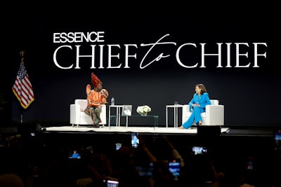Essence Ventures CEO Caroline A. Wanga and Vice President Kamala Harris chatted during the festival.