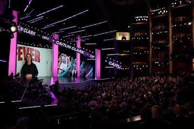 Although not in attendance (she's busy in Indianapolis), Caitlin Clark remotely accepted the Best Record-Breaking Performance Award.