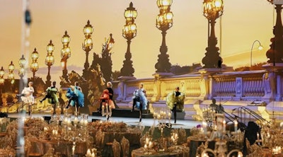 Event entertainment for the April gala included a performance by can-can dancers.