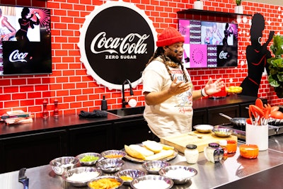 Cooking demonstrations were hosted by Alex Hill, Nyesha Arrington, and Donnie Stykes (pictured) in the Coca-Cola Kickback Kitchen. Attendees were able to donate to Vincent’s Vault Food Pantry, an organization that addresses food insecurity, benefiting students in need at Xavier University of Louisiana. The Coca-Cola Foundation matched each donation up to $30,000.