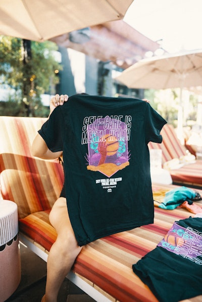 Branded T-shirts with the phrase 'Self-care is mental health' were also on offer.