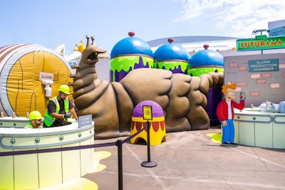 Spaces included Futurama's Slurm Factory, featuring a larger-than-life Slurm Queen and thirsty Bender, plus the chance to see firsthand how Slurm is created.
