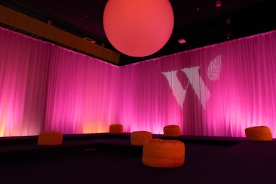 The lounge doubled as a meditation center, offering comfortable beanbag chairs and an illuminated semitranslucent sphere light that emulated a moon.