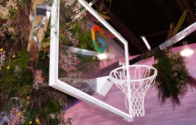 An Instagram-worthy moment included this Google-branded basket complemented by minimalist florals and greenery.