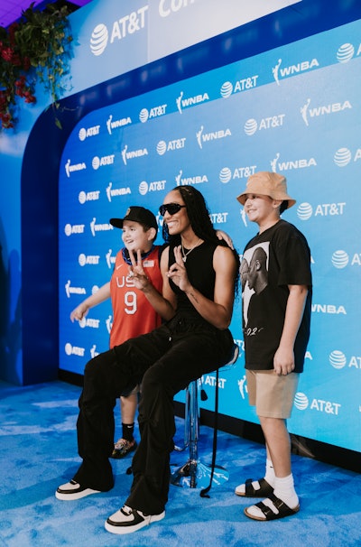 Las Vegas Aces player A'ja Wilson posed for photos with fans.