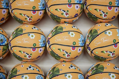 Brands and designers included NBA 2K, a Nobel x SLAM collab, IconiQ, NBPA Sanctuary, and a limited-edition Sue Tsai-designed mini basketball (pictured). Ghetto Gastro also dropped a collection of toaster pastries in limited-edition packaging featuring original art of NBPA members.