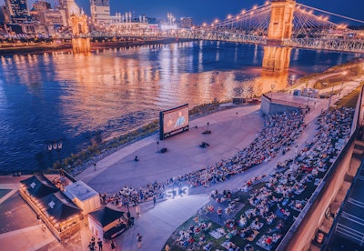NightLight Series takes urban parks and repurposes the spaces to create an alfresco movie night under downtown skylines.