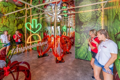 Attendees could snap a photo in the “refrigerator” among the oversize fruits and veggies and surrounded by mirrors reflecting Instacart’s branding. When guests were done “chilling,” they were welcomed to an outdoor lounge with fun giveaways. The activation was produced by the team at MoonLab Productions and its in-house fabrication team, BloqLab.