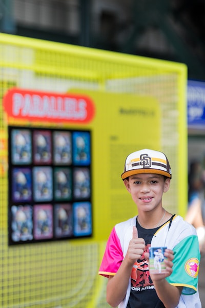 Fans could also get their hands on patch cards, which feature a multicolored jersey patch embedded in the card itself. Shohei Ohtani's patch card sold out within the first hour each day during the activation.
