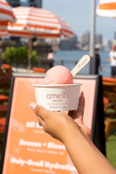 To incorporate a nod to its New York backdrop, “we partnered with neighborhood classic Fini Pizza to serve up three flavors of gelato, named after e.l.f. products,” D'Attoma explained.