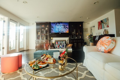 And at Awesomeness' Santa Monica beach house, the team swapped out most of the rental property's existing furniture and decor, replacing them with items that would fit the brand and the vibe they were going for. While no one stayed in the house overnight, every room was used for various events and screenings.