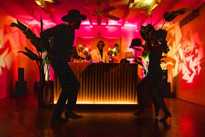 DJ M.O.S spun tracks for guests like Curb Your Enthusiasm's J.B. Smoove and his wife, Shahidah Omar (pictured). Other entertainment throughout the night included live karaoke with Hollywood piano bar Tramp Stamp Granny’s.