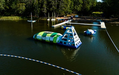 Livestreamed water-based activities included launches from a branded water blob, kayaking, swimming, and 'king of the raft.'