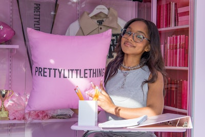 At the Georgia Tech pop-up, PLT brand ambassador Marsai Martin stopped by and posed at the Study Style Desk photo op.