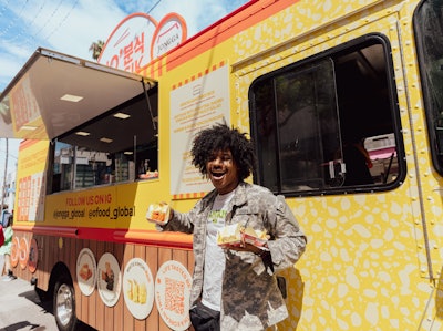 Guests received two free dishes at the food truck plus samples of some of Jongga’s and O’Food’s most popular products, plus merch giveaways and other surprises. Inspired by traditional Bunsik stores, the JO'Bunsik truck was adorned with bright, colorful branding, with the name combining both brand names. The food truck pop-up stopped at three different locations throughout LA from Sept. 20-22, and will continue in New York next weekend—starting Sept. 27 at Astor Place and Union Square.