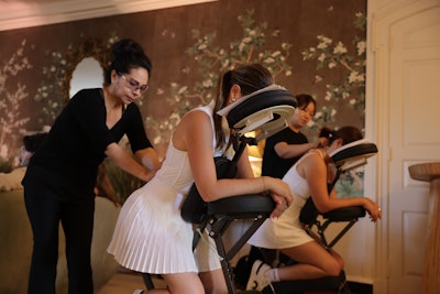 The event leaned heavily into the #tenniscore trend, encouraging influencers to arrive in their best athletic gear and enjoy a series of luxe experiences, including massages.