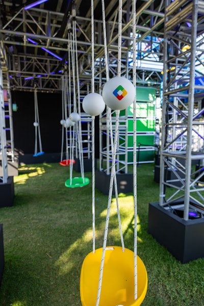 The activation included traditional playground fixtures like a branded swing set.