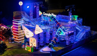 On Sept. 6 and 7, Google Play elevated the fan experience at Zedd in the Park—a music festival held at Los Angeles State Historic Park—for its Play Points members. The Google Play Playground was a multilevel, 3,600-square-foot playground that offered a prime view of the main stage, along with interactive elements like glow-in-the-dark games, a dance floor, mini-golf, a photo booth, and an arcade station with a digital mini game that mirrored the real-life playground. A giant slide leading into a ball pit offered fans a fun way to return down to the festival grounds from the viewing platform. See more: See the Colorful Playground (and Giant Slide) That Google Play Brought to a Music Festival