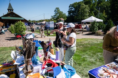 Attendees could drop by a visor-decorating station to add some flair to their headwear.