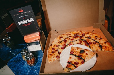 The Gotham Slice at Scarr's was a white pie with beef pepperoni and black garlic sauce.