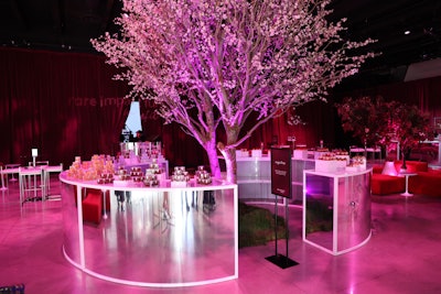 The event also had a live auction. Decor included mirrored bars and vibrant pink lighting.