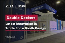 Dexterity Robotics' double-decker exhibit featured two demo stations and an elevated meeting space with a panoramic view of the action below.