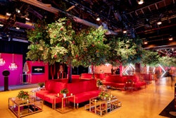 The team aimed to merge the natural beauty of the orchard with the luxurious RHONY aesthetic, incorporating red velvet lounges, gold and mirrored tables, and glamorous bars. 'Lots of people commented how they felt like they were walking into a real orchard and how beautiful the space looked,' Skonieczny said. 'I heard quite a few comments on how it was one of the most incredible transformations they have seen at the Chelsea Factory.'