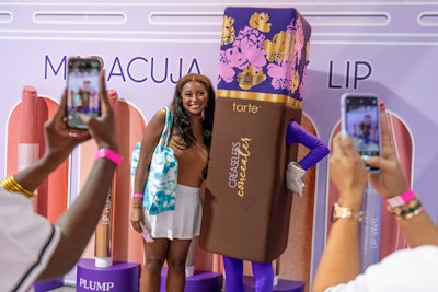 Returning brand Tarte was on site with a life-size version of its Maracuja Creaseless Concealer.