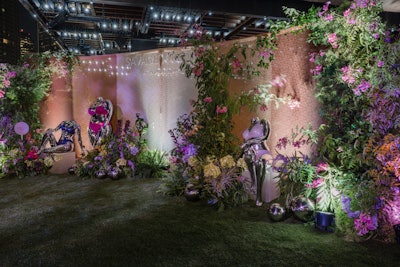 After touring the displays and speaking with press on the showroom floor, Rihanna moved the party to the mall’s Cabana event space. There, guests were invited to explore the “Lavish Garden,” a walkable installation with lace walkways and enclaves of florals and lingerie displays.