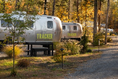 Guests slept in Airstream trailers to mimic the main character's rugged lifestyle. The East Coast experience (pictured) took over AutoCamp Catskills in Saugerties, N.Y.