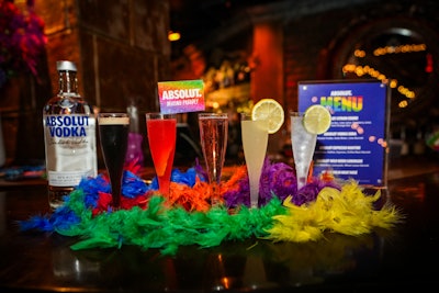 The event served five signature cocktails to complement the Pride theme, including Absolut’s spins on a cosmo, vodka soda, and espresso martini.