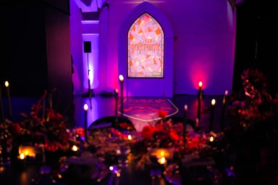 Illuminated stained-glass windows added to the ambiance at both events.