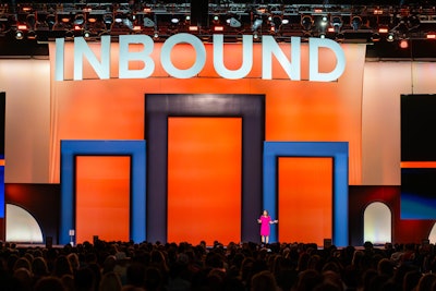 INBOUND is known for its vibrant branding and unique stage backdrops. 'We saw that the tech conference environment was so ripe for a design revamp,' said Tooley.