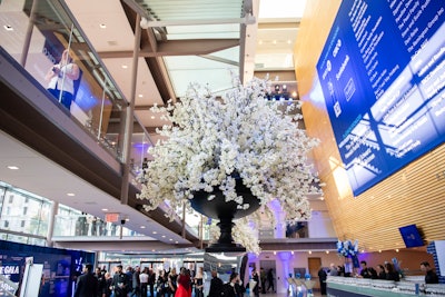 'The stunning tall flower centerpieces accented the grand lobby,' said Avrich.