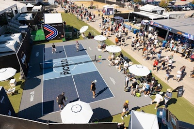 Roughly 1,500 attendees made it to Club SI each day of the race, where they enjoyed a game of pickleball on a full-size court courtesy of high-end indoor pickleball franchise The Picklr.