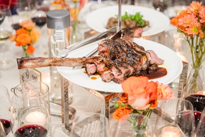 Robert Irvine’s carved dry-rubbed tomahawk ribeye with porter beer steak sauce served family-style was the star entree.