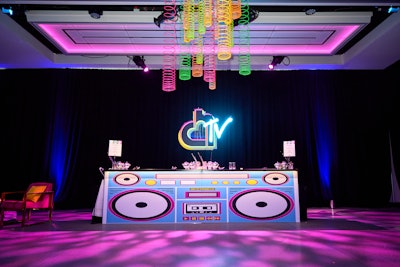 Inside, guests found a bar designed to look like a boom box.