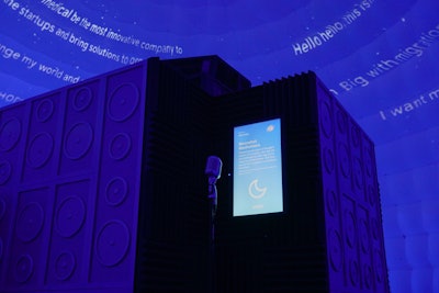 A Moonshot Meditations dome (pictured) provided a space for attendees to bring their dreams to life through an AI-generated voice-to-text, text-to-image, and image-to-voice activation, projecting Googlers’ moonshot ideas onto a sky of immersive images and sounds.