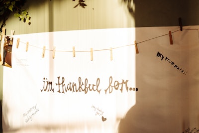 'The holidays are about happiness, love, and gratitude,” Silverstein told BizBash. Thus, it comes as no surprise that one of the main activations at the event was a giant poster that boasted “I’m thankful for...,” inviting guests to jot down the people, places, and things that fill them with gratitude.