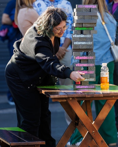 At vitaminwater's dedicated space, attendees could also enjoy this branded Jenga game.