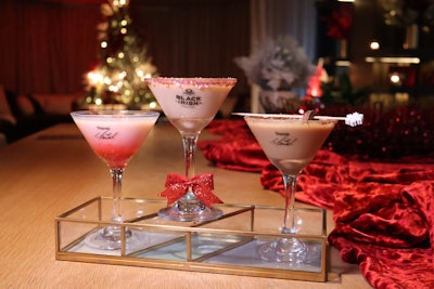 The pop-ups also serve a martini flight, which includes a white chocolate martini topped with cotton candy and glitter, a reposado tequila espresso martini garnished with a cinnamon stick, and a bourbon martini with a chocolate-covered pretzel rim. Virgin Hotels is catering each event in house.