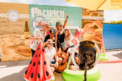 Pacifico created a photo booth using pool floats as props to match the beach vibes.