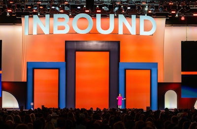 INBOUND is known for its vibrant branding and unique stage backdrops. 'We saw that the tech conference environment was so ripe for a design revamp,' said Tooley.
