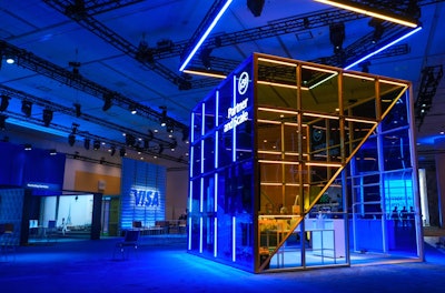 The tech-forward Visa Payments Forum, produced by Imagination in partnership with Wilson Dow Group, had a central LED cube showcasing Visa’s intelligent systems with dynamic content.